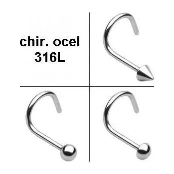 Piercing Piercingate Piercing do nosu PNO00104 - Průměr tyčky: 0,8 mm, Varianta: Špička