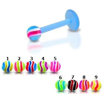 Piercing Piercingate Labreta s kuličkou PLA00165 - Barva/Motiv: 8, Délka tyčky: 8 mm, Průměr tyčky: 1,2 mm