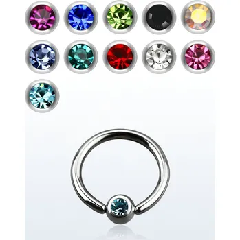 Piercing Piercingate Kroužek s kamínkem PKR00090 - Barva/Motiv: Tyrkysová, Kuličky: 3 mm, Průměr kroužku: 8 mm, Průměr tyčky: 1,2 mm