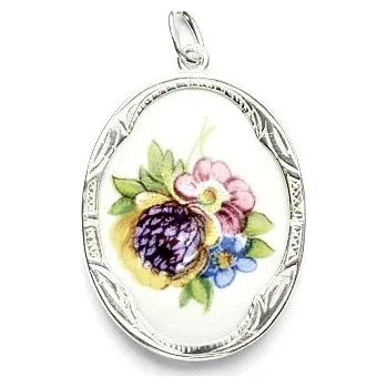 Přívěsek Zlatý přívěsek, medailonek s květy, bílé zlato, K-2, P 158