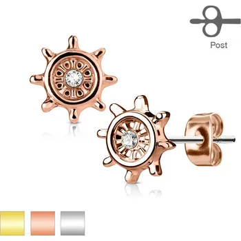 Piercing Piercingate Náušnice - kormidlo NAU00951 - Barva/Motiv: Růžové zlato