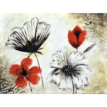 Obraz Ručně malovaný obraz 2.907.2354 motiv červeno-bílé květy 80x115 cm