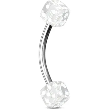 Piercing Piercingate Piercing do obočí - hrací kostka POB00182 - Barva/Motiv: Zelená, Délka tyčky: 8 mm, Průměr tyčky: 1,2 mm, Variantní rozměr: Strana kostky: 3 mm