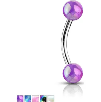 Piercing Piercingate Piercing do obočí POB00205 - Barva/Motiv: Fialová, Délka tyčky: 8 mm, Kuličky: 4 mm, Průměr tyčky: 1,2 mm