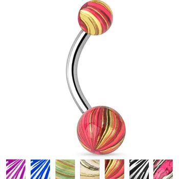 Piercing Piercingate Piercing do pupíku PBK00173 - Barva/Motiv: Zlatá/Černá, Délka tyčky: 10 mm, Kuličky: 5/8 mm, Průměr tyčky: 1,6 mm