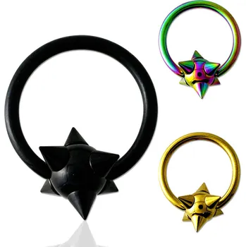 Piercing Piercingate Piercing kroužek - koule s hroty PKR00106 - Barva/Motiv: Modrá, Kuličky: 6 mm, Průměr kroužku: 12 mm, Průměr tyčky: 1,6 mm