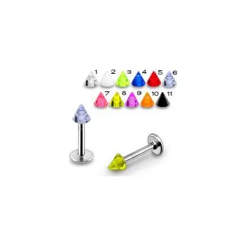 Piercing Piercingate Labreta s hrotem PLA00161 - Barva/Motiv: Červená, Délka tyčky: 8 mm, Průměr tyčky: 1,2 mm