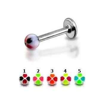 Piercing Piercingate Piercing do brady - labreta PLA00086 - Barva/Motiv: 5, Délka tyčky: 8 mm, Kuličky: 3 mm, Průměr tyčky: 1,2 mm