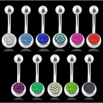 Piercing Piercingate Banánek s kuličkami a kamínky PBK00126 - Barva/Motiv: Fialová