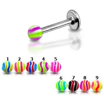 Piercing Piercingate Labreta s kuličkou PLA00158 - Barva/Motiv: 7, Délka tyčky: 8 mm, Průměr tyčky: 1,2 mm