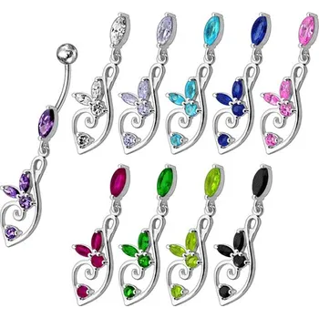 Piercing Piercingate Piercing do pupíku (stříbro 925/1000) PBV00522 - Materiál: Stříbro, Ryzost: 925/1000, Barva/Motiv: Tyrkysová