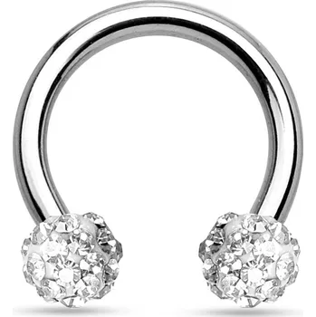 Piercing Piercingate Podkova s kuličkama s krystaly PPO00089 - Další rozměry: Kuličky: 3 mm, Barva/Motiv: Tyrkysová, Průměr podkovy: 8 mm, Průměr tyčky: 1,2 mm