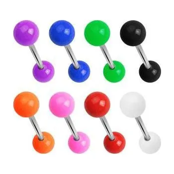 Piercing Piercingate Piercing do jazyka PCI00113 - Barva/Motiv: Modrá, Délka tyčky: 16 mm, Kuličky: 6 mm, Průměr tyčky: 1,6 mm