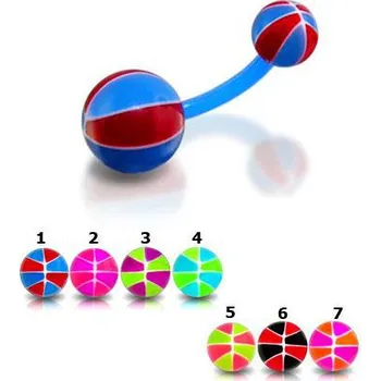 Piercing Piercingate Piercing do pupíku PBK00133 - Barva/Motiv: Fialová/Růžová