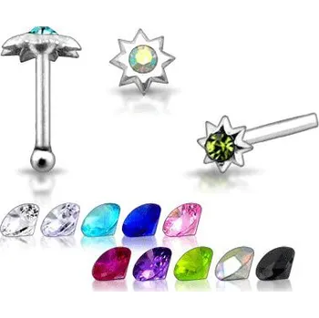 Piercing Piercingate Piercing do nosu (stříbro 925/1000) - hvězdička s kamínkem PNO00188 - Materiál: Stříbro, Ryzost: 925/1000, Barva/Motiv: Černá
