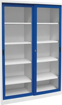 Skříňka na nářadí Manutan Dílenská skříň na nářadí 200 x 150 x 65 cm šedá/modrá