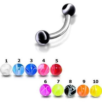 Piercing Piercingate Banánek s kuličkami POB00152 - Barva/Motiv: Fialová, Délka tyčky: 8 mm, Kuličky: 3 mm, Průměr tyčky: 1,2 mm