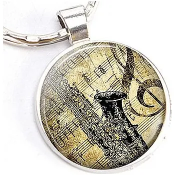 Saxofon Přívěšek na klíče kovový, klíčenka