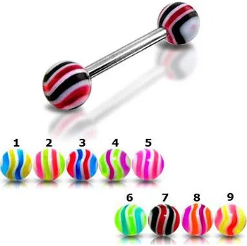 Piercing Piercingate Piercing do jazyka PCI00118 - Barva/Motiv: 7, Délka tyčky: 16 mm, Kuličky: 6 mm, Průměr tyčky: 1,6 mm