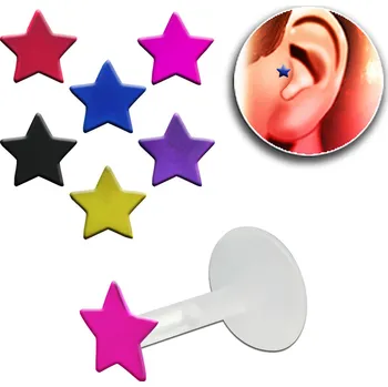 Piercing Piercingate Labreta - hvězdička PLA00240 - Barva/Motiv: Fialová, Délka tyčky: 8 mm, Průměr tyčky: 1,2 mm