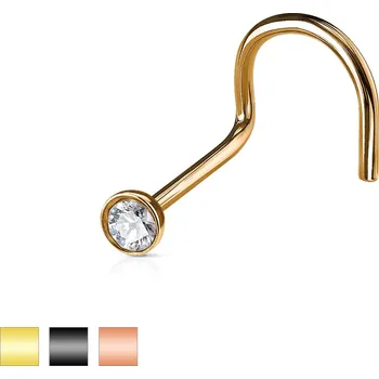 Piercing Piercingate Piercing do nosu PNO00247 - Barva/Motiv: Růžové zlato/Čirá, Délka tyčky: 6 mm, Kuličky: 2,5 mm, Průměr tyčky: 1 mm