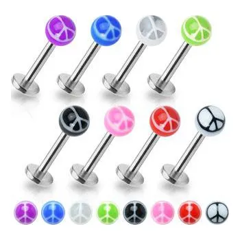 Piercing Piercingate Labreta s kuličkou PLA00141 - Barva/Motiv: Zelená