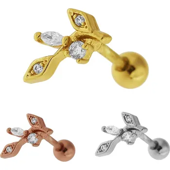 Piercing Piercingate Činka do ucha PNC00099 - Barva/Motiv: Zlatá, Délka tyčky: 6 mm, Průměr tyčky: 1,2 mm