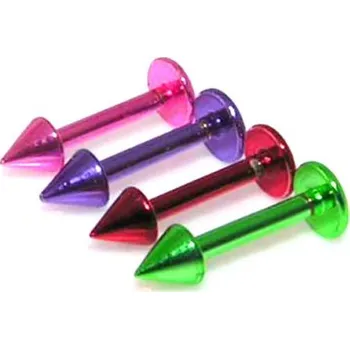 Piercing Piercingate Labreta anodizovaná s hrotem PLA00148 - Barva/Motiv: Červená, Délka tyčky: 8 mm, Hroty: 3 mm, Průměr tyčky: 1,2 mm