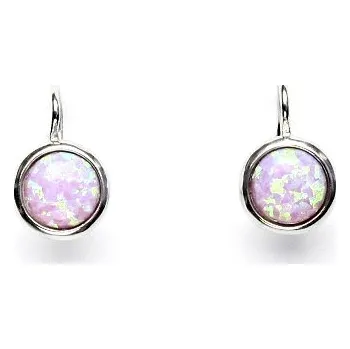 Náušnice Zlaté náušnice, syntetický růžový opál, bílé zlato, NK 1503