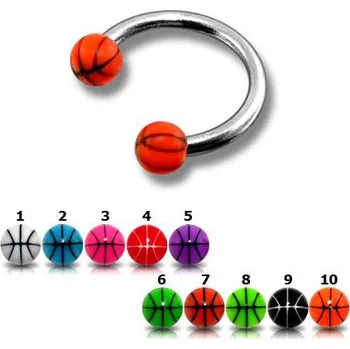 Piercing Piercingate Podkova s kuličkami PPO00068 - Barva/Motiv: Tmavě zelená