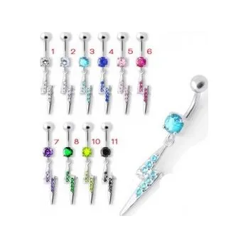 Piercing Piercingate Piercing do pupíku - blesk PBV00535 - Materiál: Stříbro, Ryzost: 925/1000, Barva/Motiv: Růžová