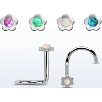 Piercing Piercingate Piercing do nosu - květina PNO00231 - Barva/Motiv: Růžová, Průměr tyčky: 0,8 mm