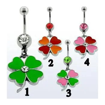 Piercing Piercingate Piercing do pupíku - čtyřlístek PBV00479 - Barva/Motiv: 2