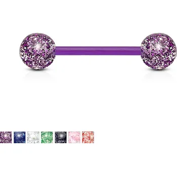 Piercing Piercingate Piercing do jazyka s třpytivými kuličkami PCI00231 - Barva/Motiv: Červená