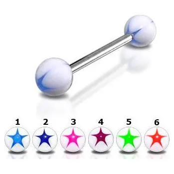 Piercing Piercingate Piercing do jazyka PCI00126 - Barva/Motiv: Zelená, Délka tyčky: 16 mm, Kuličky: 6 mm, Průměr tyčky: 1,6 mm