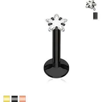 Piercing Piercingate Labreta s kuličkou a kamínkem PLA00252 - Barva/Motiv: Růžové zlato/Čirá, Délka tyčky: 8 mm, Kuličky: 3 mm, Průměr tyčky: 1,2 mm