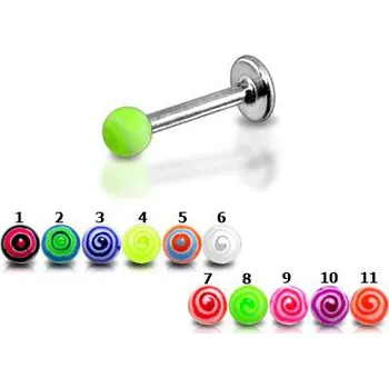 Piercing Piercingate Labreta s kuličkou PLA00154 - Barva/Motiv: 5, Délka tyčky: 8 mm, Průměr tyčky: 1,2 mm