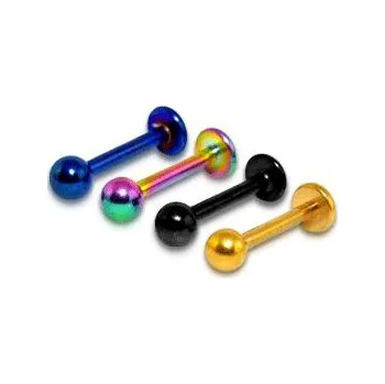 Piercing Piercingate Labreta anodizovaná s kuličkou PLA00150 - Barva/Motiv: Zlatá, Délka tyčky: 8 mm, Kuličky: 3 mm, Průměr tyčky: 1,2 mm