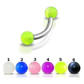 Piercing Piercingate Banánek s kuličkami POB00145 - Barva/Motiv: Modrá, Délka tyčky: 8 mm, Kuličky: 3 mm, Průměr tyčky: 1,2 mm