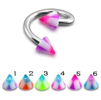 Piercing Piercingate Spirála s hroty PSP00053 - Barva/Motiv: 6, Průměr spirály: 8 mm, Průměr tyčky: 1,2 mm