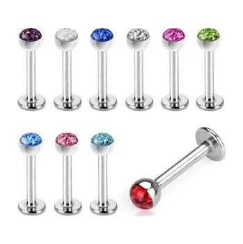 Piercing Piercingate Piercing do brady - labreta PLA00057 - Barva/Motiv: Světle zelená, Délka tyčky: 8 mm, Kuličky: 4 mm, Průměr tyčky: 1,2 mm