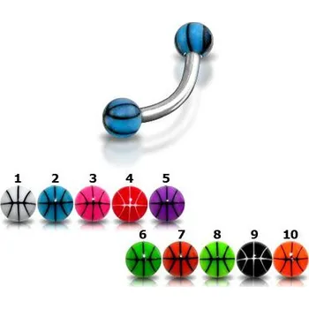 Piercing Piercingate Banánek s kuličkami POB00141 - Barva/Motiv: Oranžová, Délka tyčky: 8 mm, Kuličky: 3 mm, Průměr tyčky: 1,2 mm