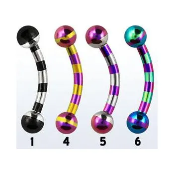 Piercing Piercingate Banánek s kuličkami anodizovaný POB00130 - Barva/Motiv: 4, Délka tyčky: 8 mm, Průměr tyčky: 1,2 mm