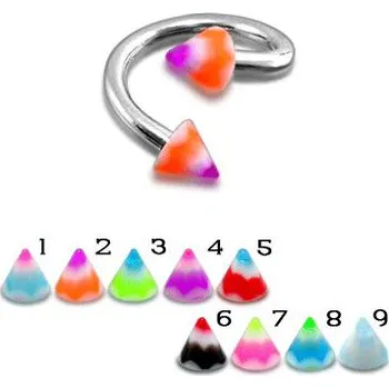 Piercing Piercingate Spirála s hroty PSP00052 - Barva/Motiv: 6, Průměr spirály: 10 mm, Průměr tyčky: 1,2 mm