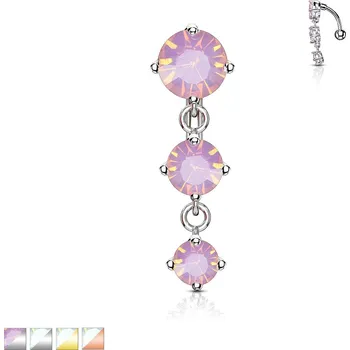 Piercing Piercingate Piercing do pupíku visací s kamínky PBV00573 - Barva/Motiv: Růžové zlato/Bílý kamínek, Délka tyčky: 10 mm, Kuličky: 5 mm, Průměr tyčky: 1,6 mm