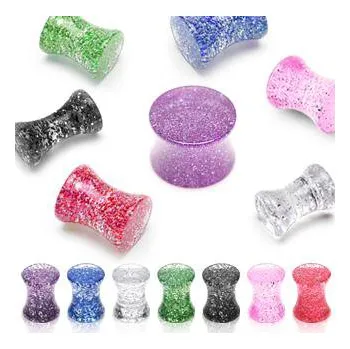 Piercing Piercingate Plug do ucha se třpytkami PTP00118 - Barva/Motiv: Černá, Průměr Tunely, plugy, roztahováky: 4 mm