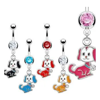 Piercing Piercingate Piercing do pupíku - pejsek PBV00438 - Barva/Motiv: Oranžová