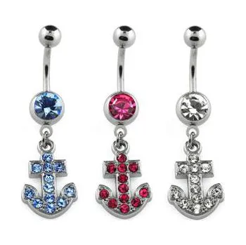 Piercing Piercingate Banánek s kotvou PBV00427 - Barva/Motiv: Růžová