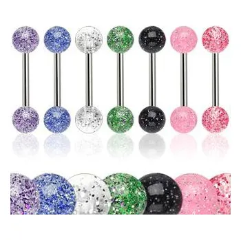 Piercing Piercingate Piercing do jazyka PCI00131 - Barva/Motiv: Červená, Délka tyčky: 16 mm, Kuličky: 6 mm, Průměr tyčky: 1,6 mm