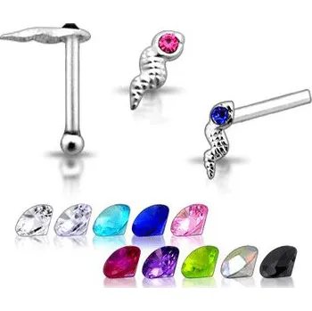 Piercing Piercingate Piercing do nosu (stříbro 925/1000) - had s kamínkem PNO00197 - Materiál: Stříbro, Ryzost: 925/1000, Barva/Motiv: Růžová